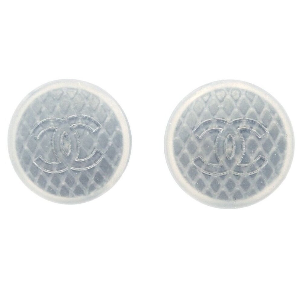 Chanel Button Earrings Clip-On Gray